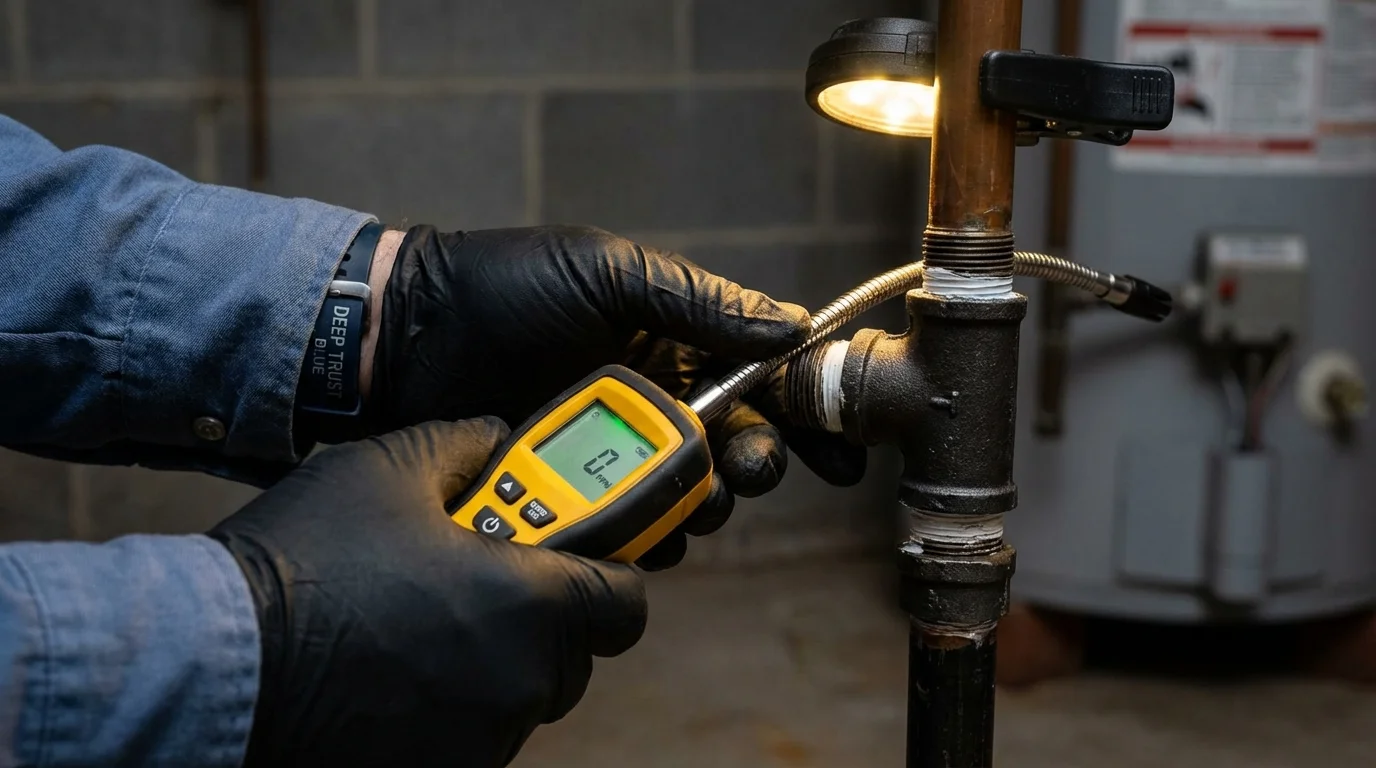 Gas leak detection with electronic sniffer by Johns Plumbing LLC in Elsa