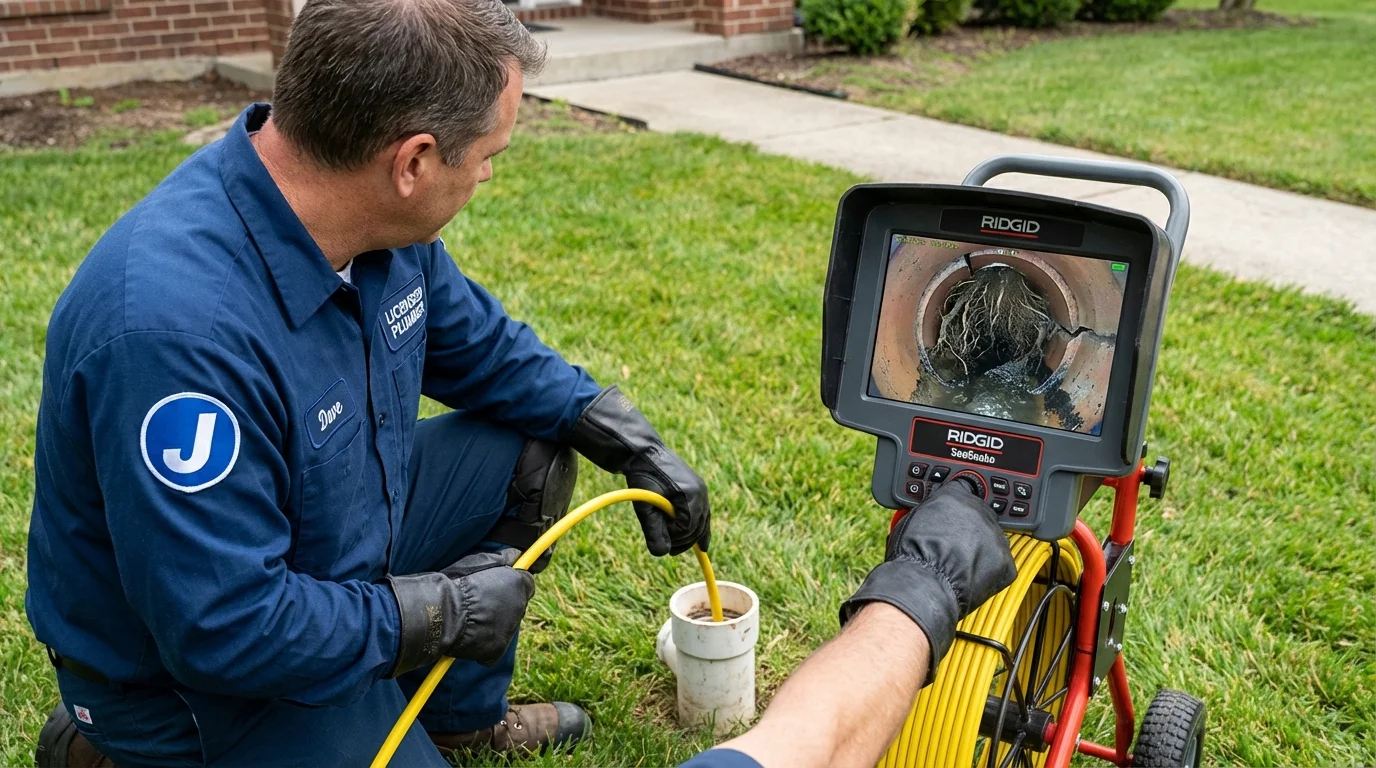 Sewer camera inspection being performed by Johns Plumbing LLC in Elsa