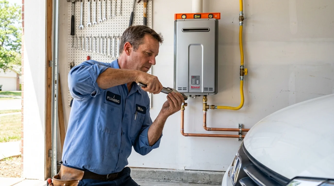 Tankless water heater installation by a Johns Plumbing LLC plumber in Elsa